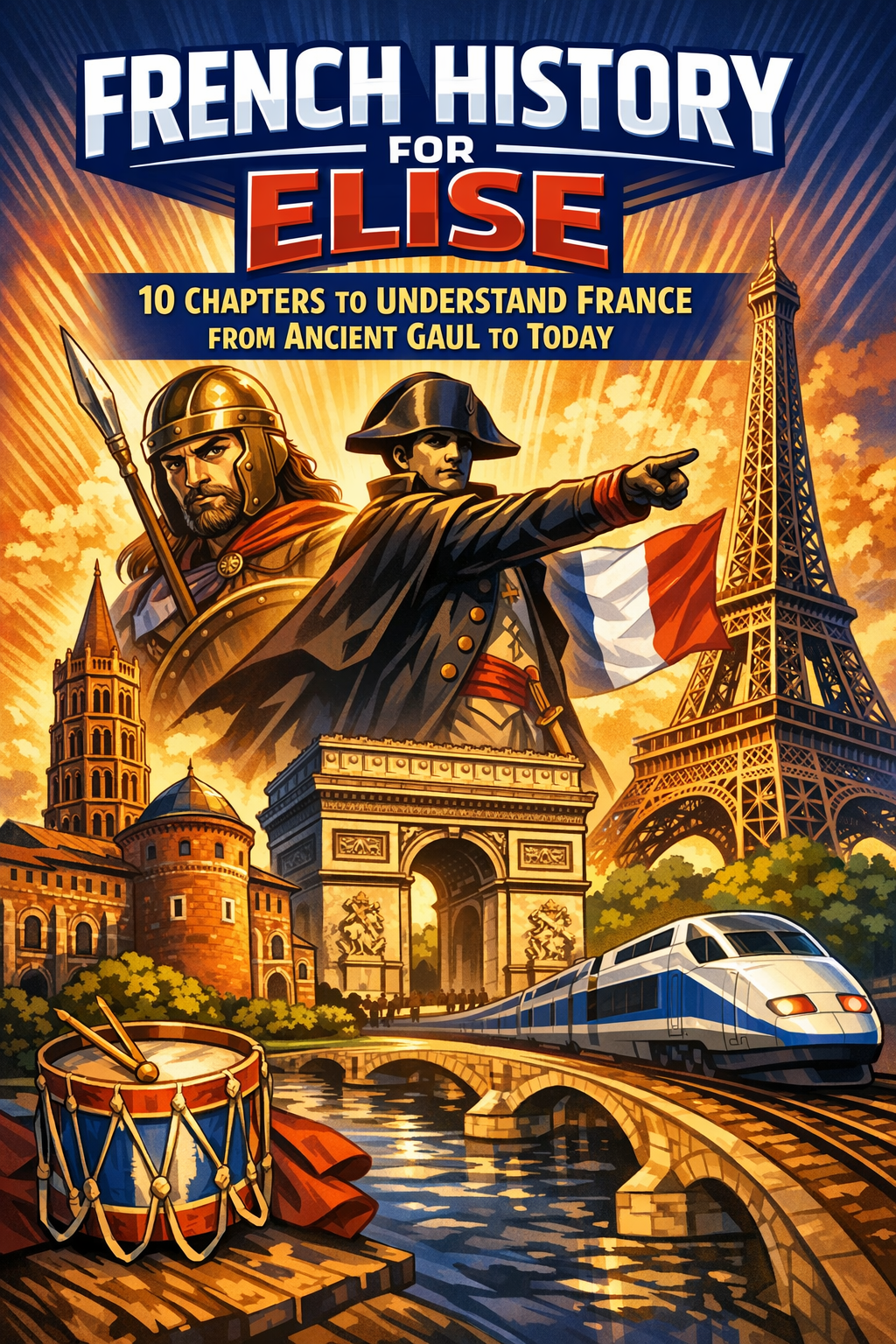 Cover for French History for Elise: 10 Chapters to Understand France from Ancient Gaul to Today
